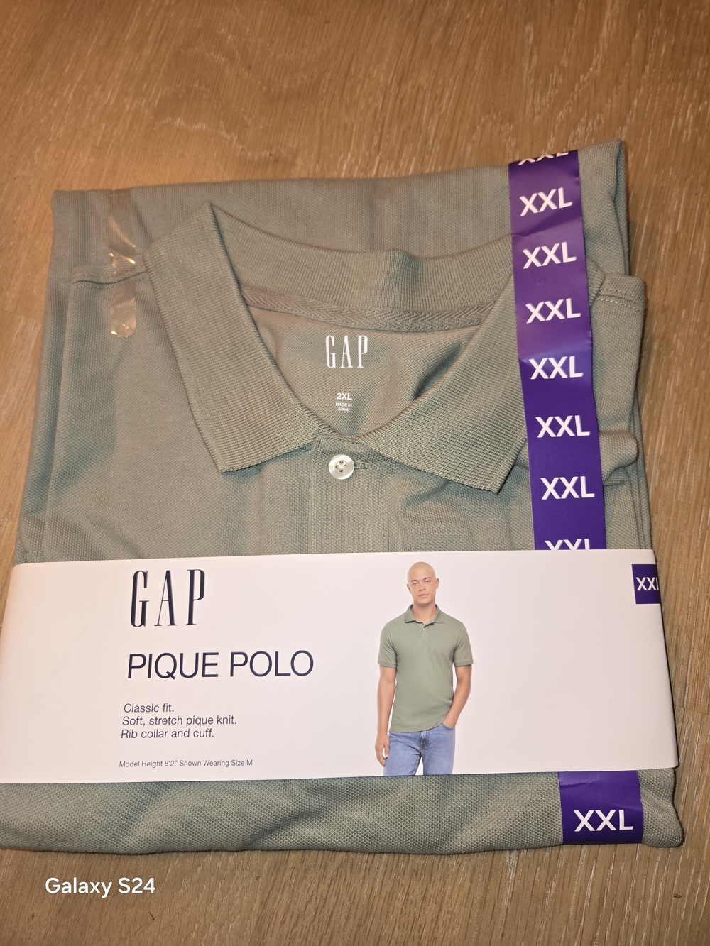 GAP Men’s Pique Cotton Polo Shirt - Sage Green Sz XXL New